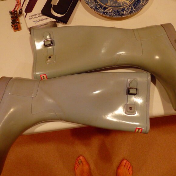 Gray Green Hunter REFINED rain boots wellies size 10 - Picture 4 of 4